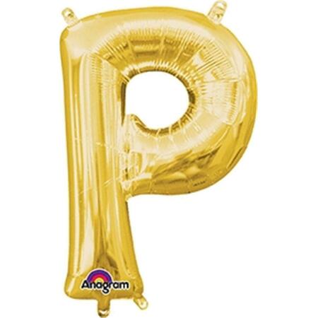 ANAGRAM 16 in. Letter P Gold Supershape Foil Balloon 78490